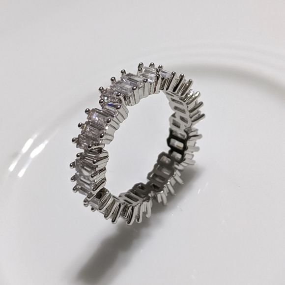 🆕S925-White Sapphire & White CZ Eternity Ring 8 - Picture 3 of 12